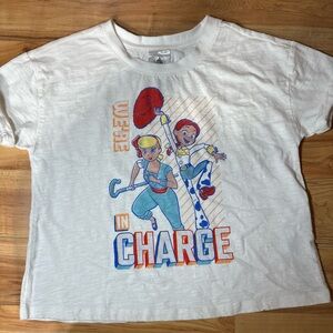 White and Red Short Sleeve Tee with Cartoon Design